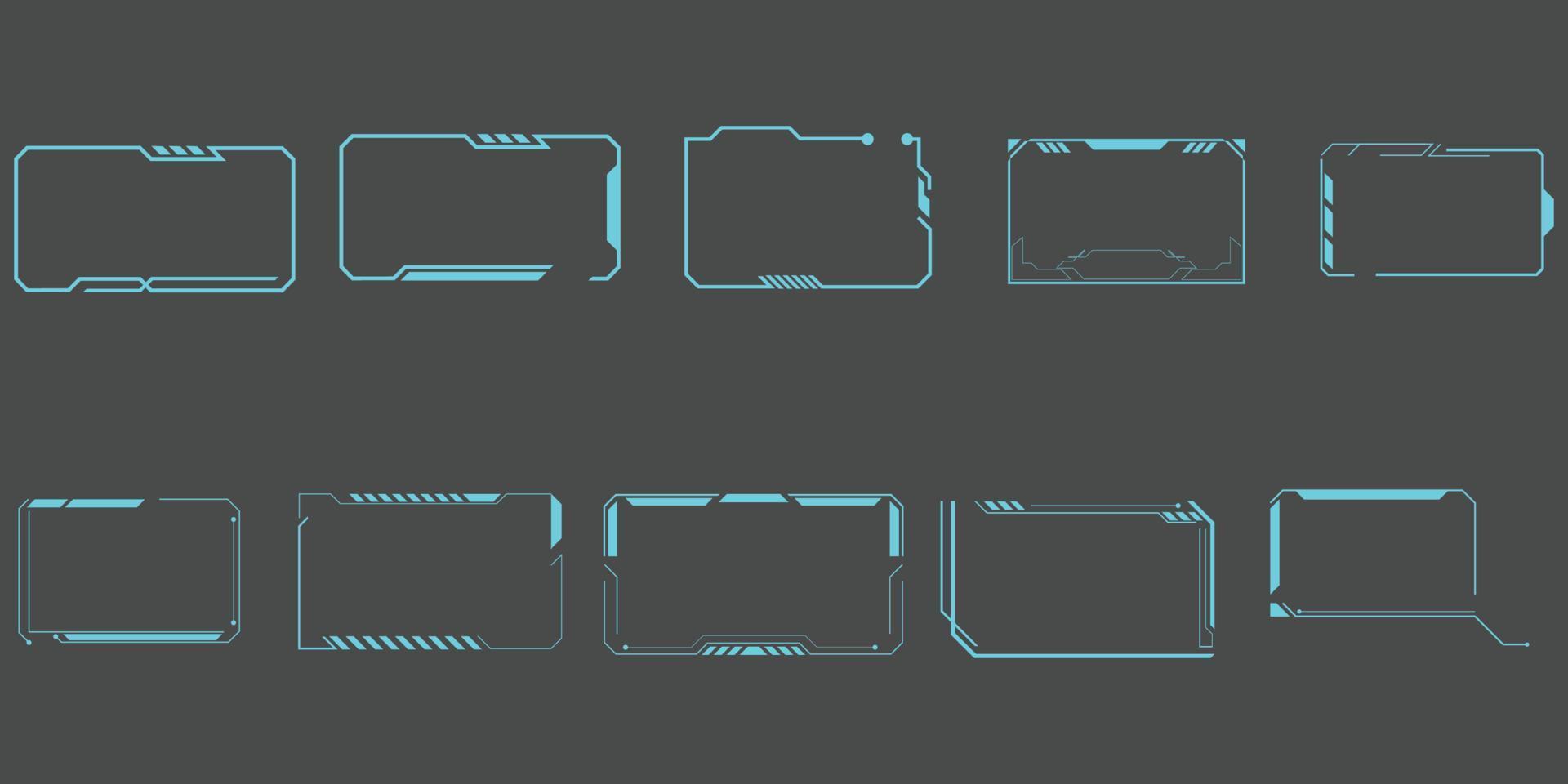 set of futuristic tech frame vector