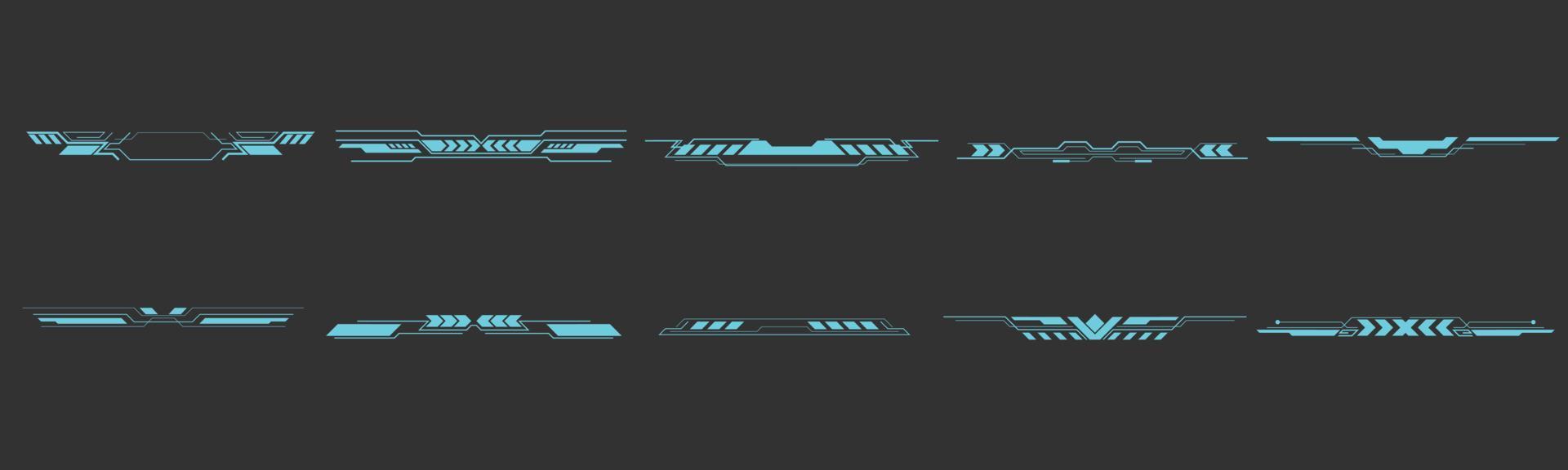 Sci-fi digital interface elements HUD border vector