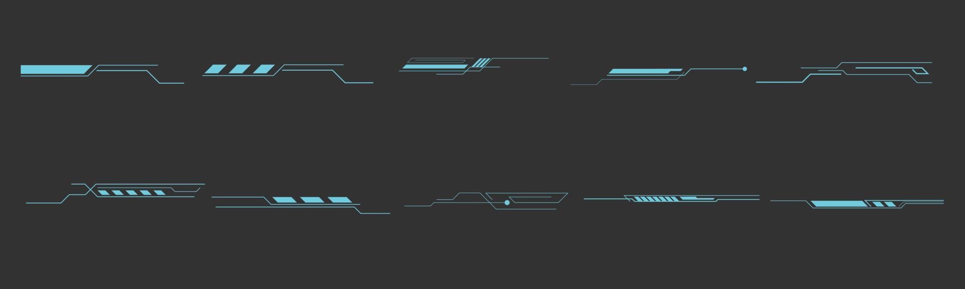 Sci-fi digital interface elements HUD border tech vector