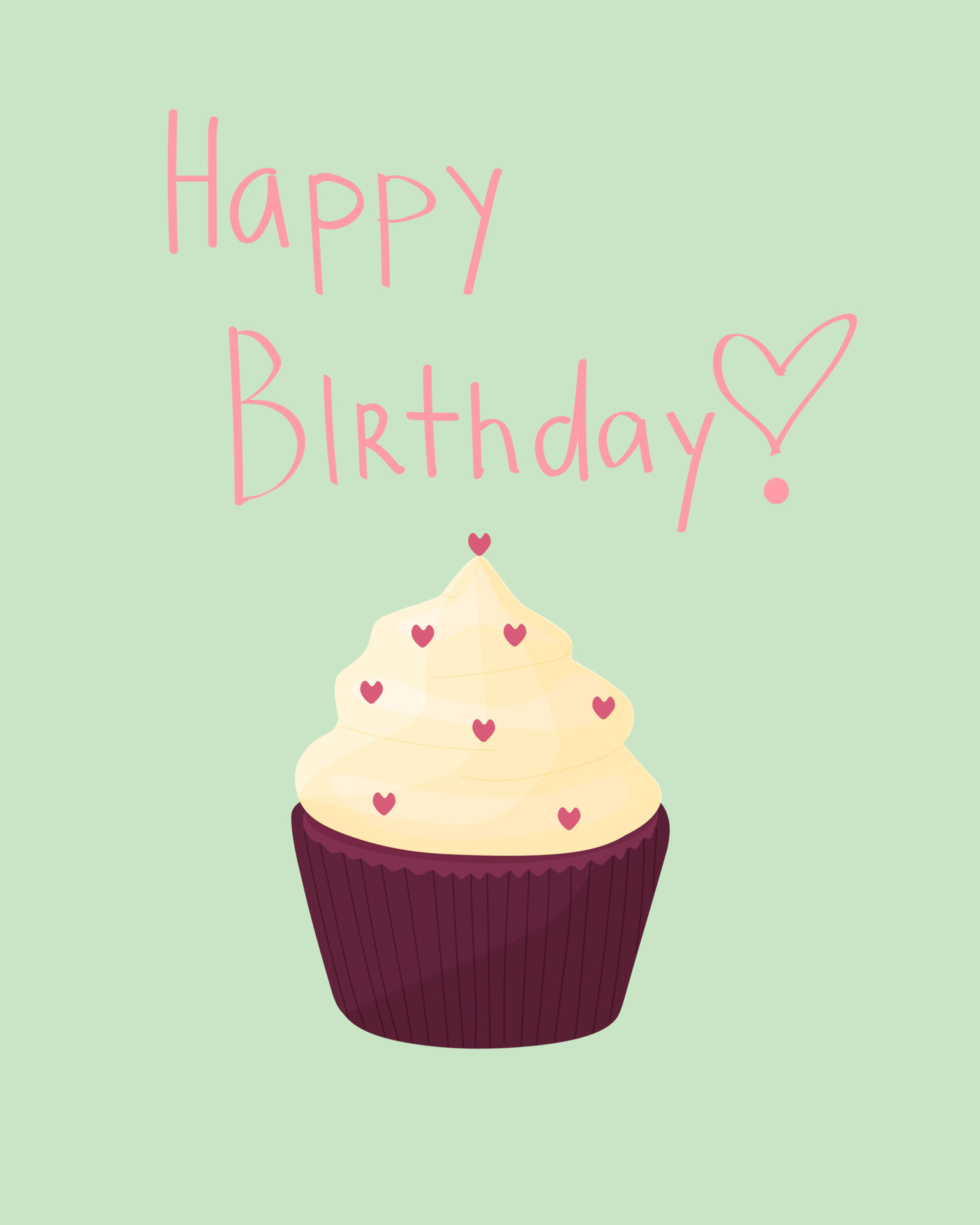 Happy birthday card with cupcake. Vector illustration 17413666 Vector ...