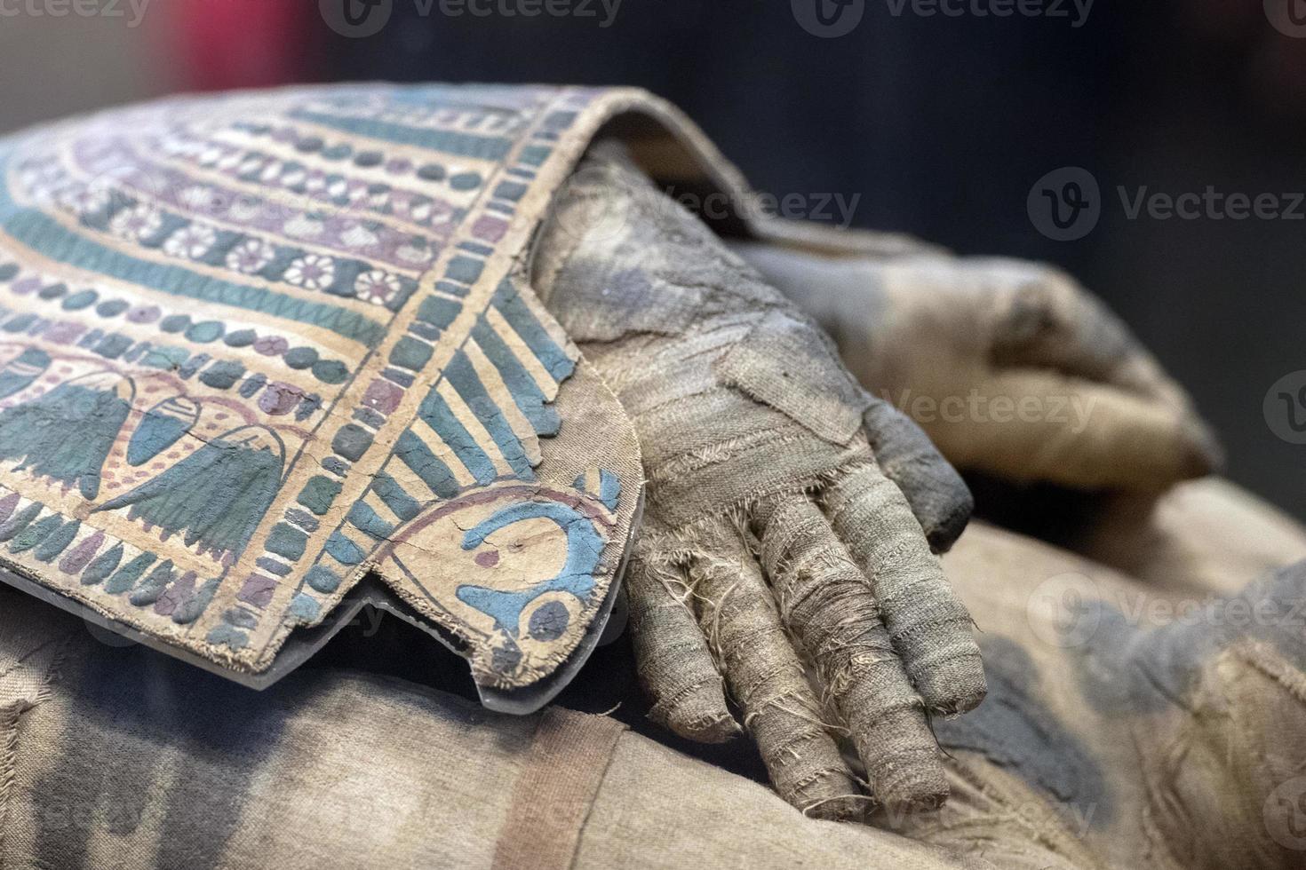 Egyptian mummy hand close up photo