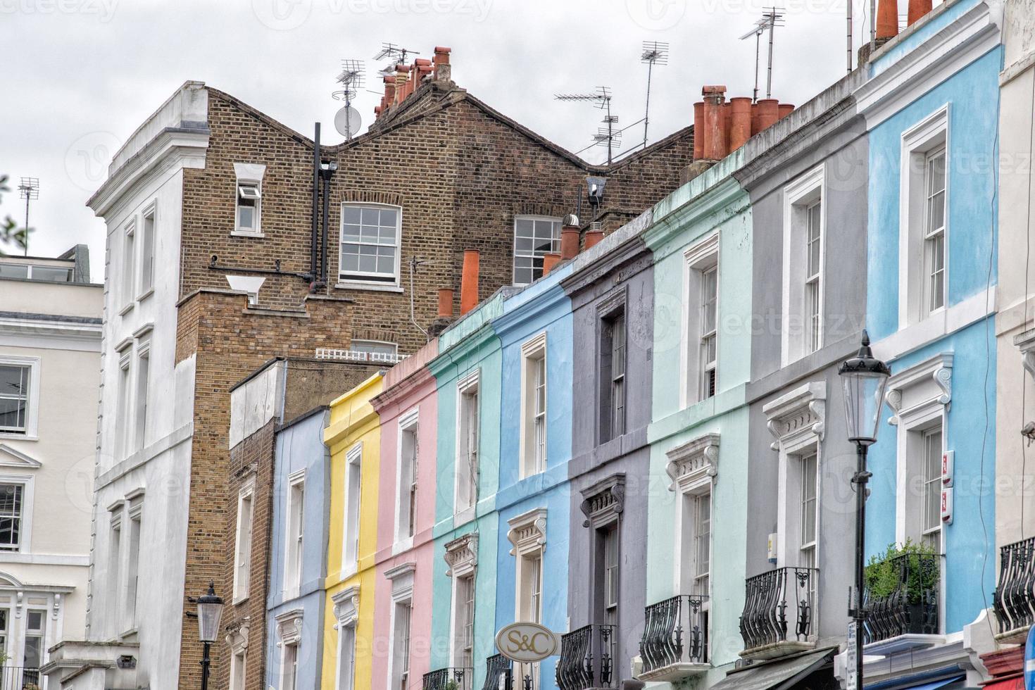 portobello road london street colorful buildings photo