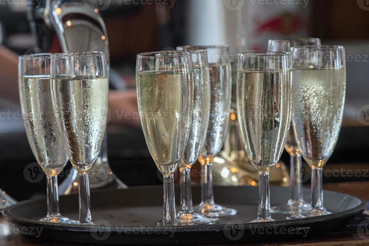 Champagne glasses close up photo