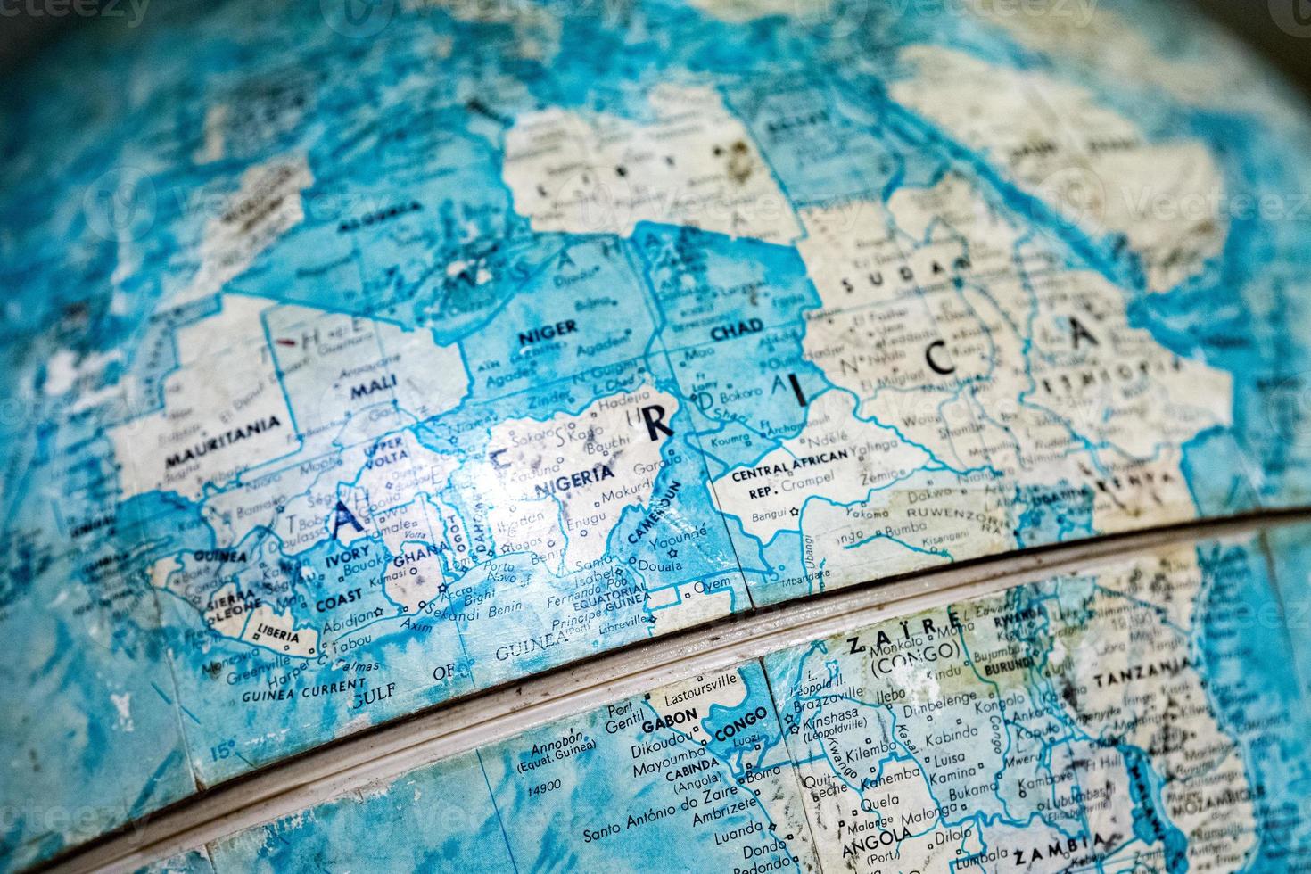 old terrestrial globe detail of africa photo