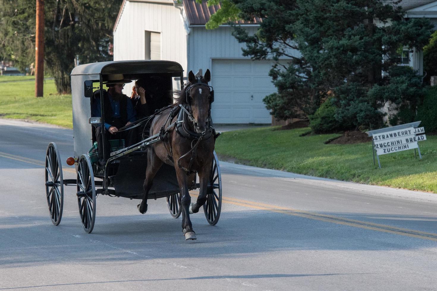 LANCASTER, USA - JUNE 25 2016 - Amish people in Pennsylvania photo