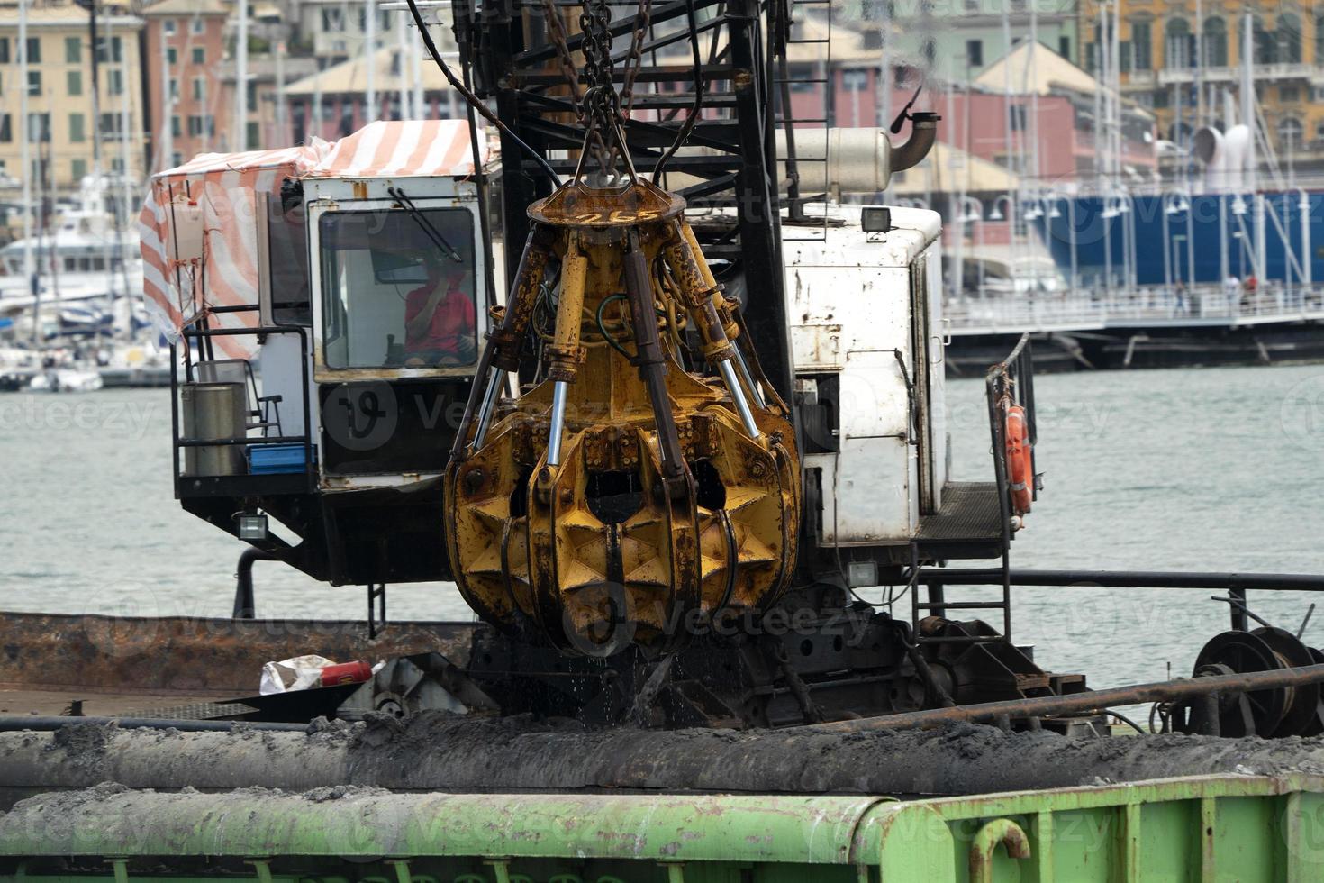 Harbor port dredge working on sea photo