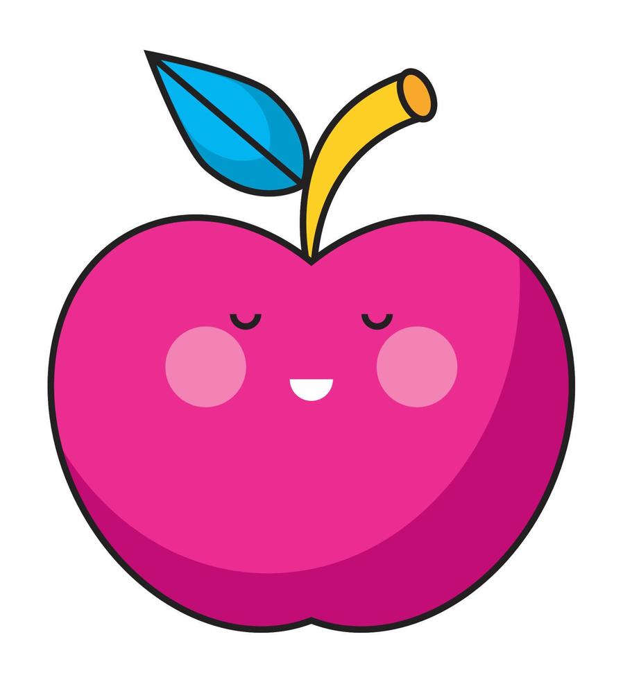 fresh apple fruit kawaii vector