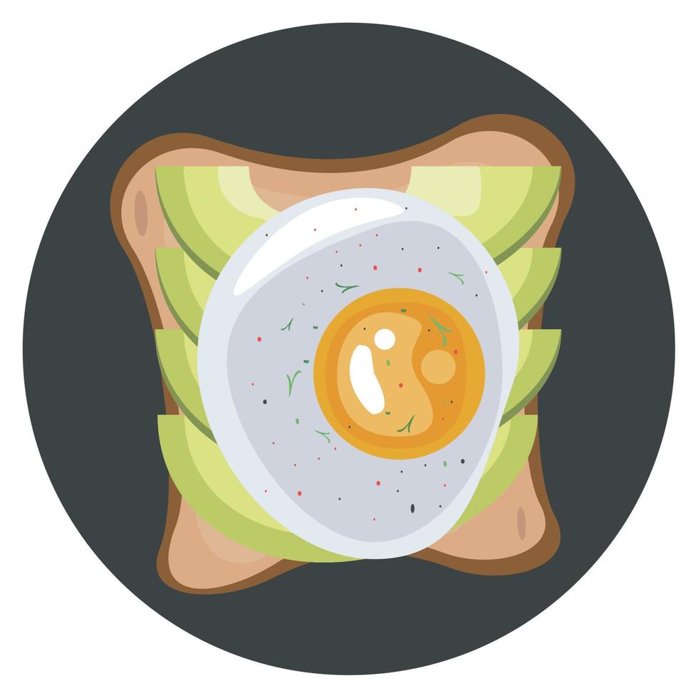 bread with avocado and egg fried vector