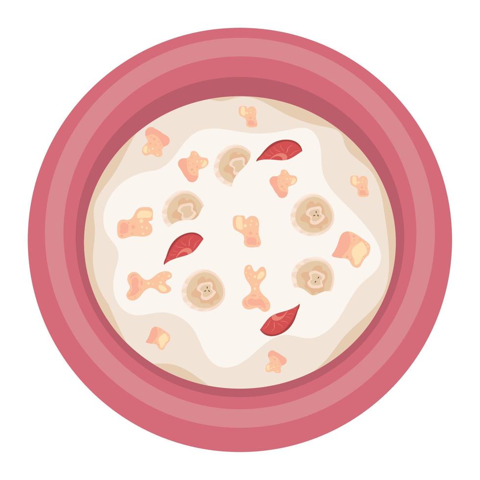 milk with cereal and fruits vector