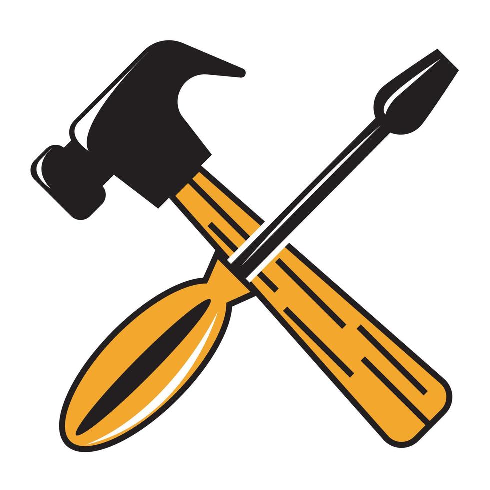 hammer with screwdriver tools vector