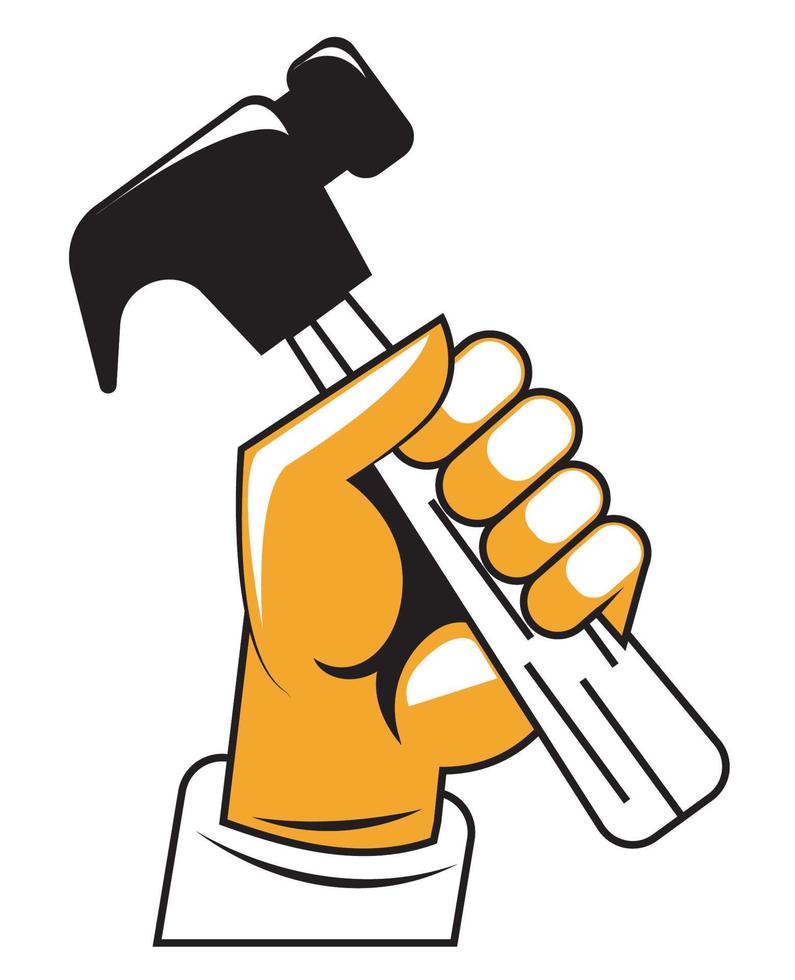 hand with hammer tool vector