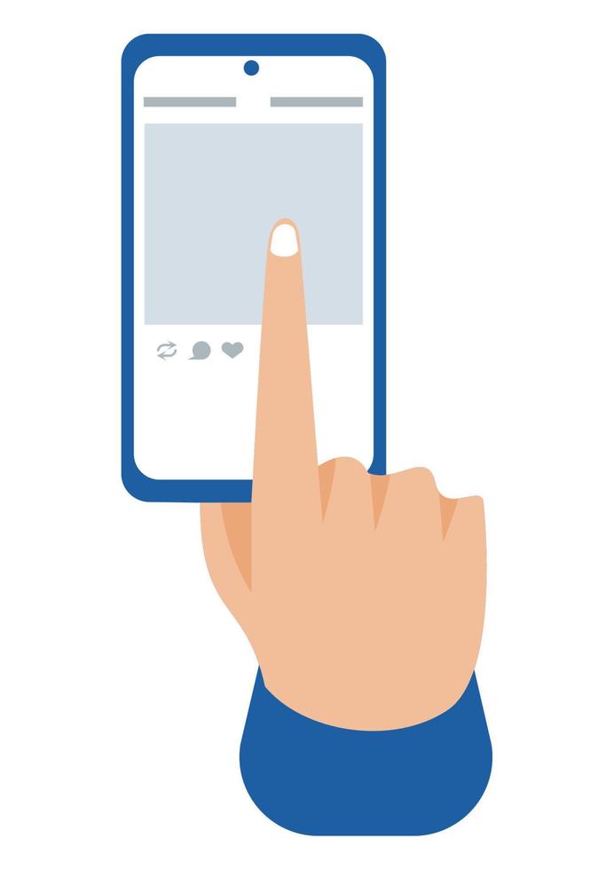 hand human touching smartphone vector