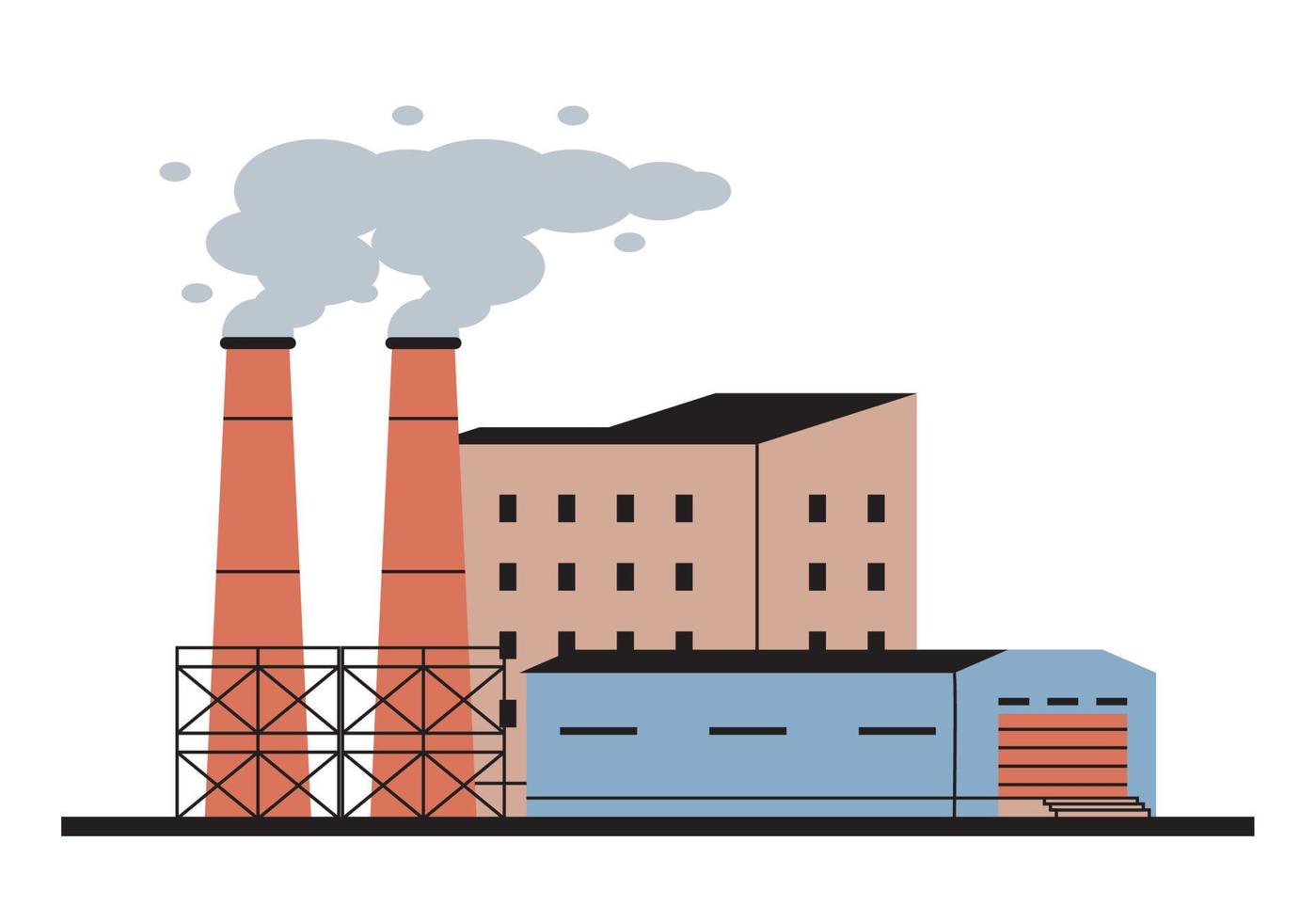 industry plant with two chimneys vector