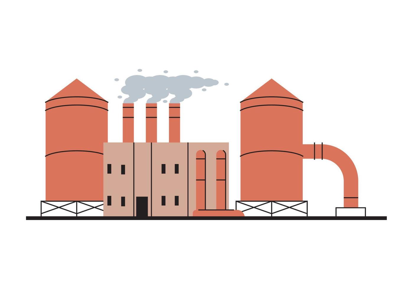 industry plant with chimneys and tank vector