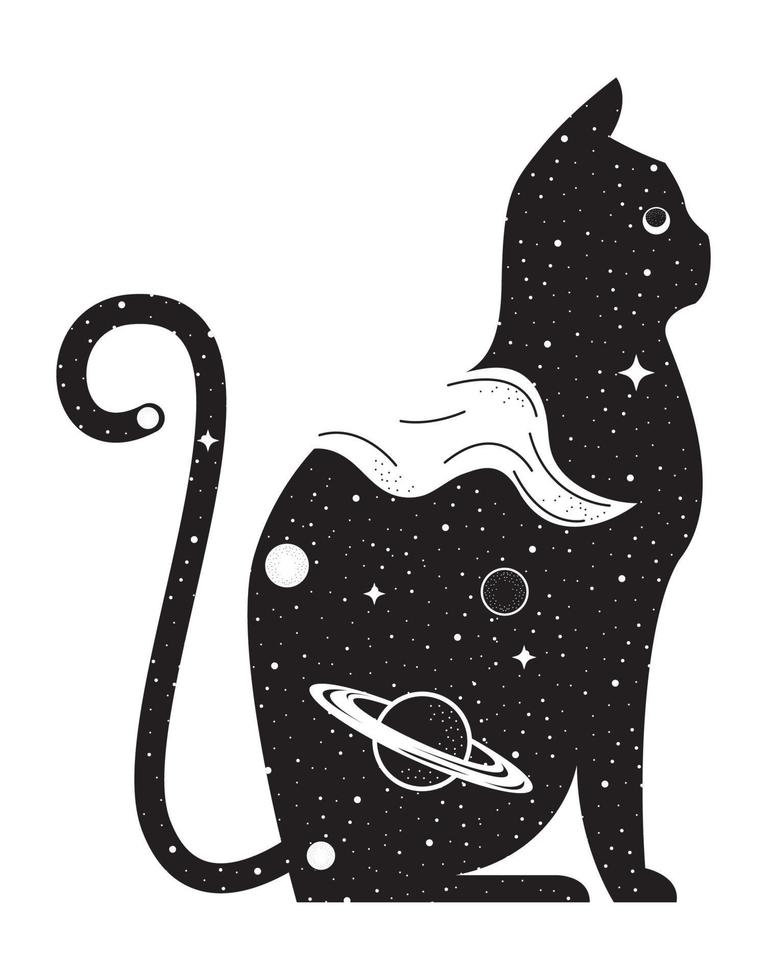 gato surrealista astrología vector