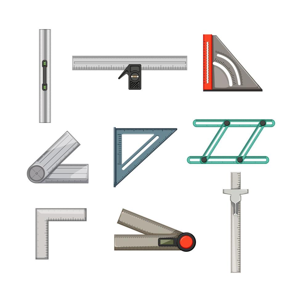 ruler builder set cartoon vector illustration