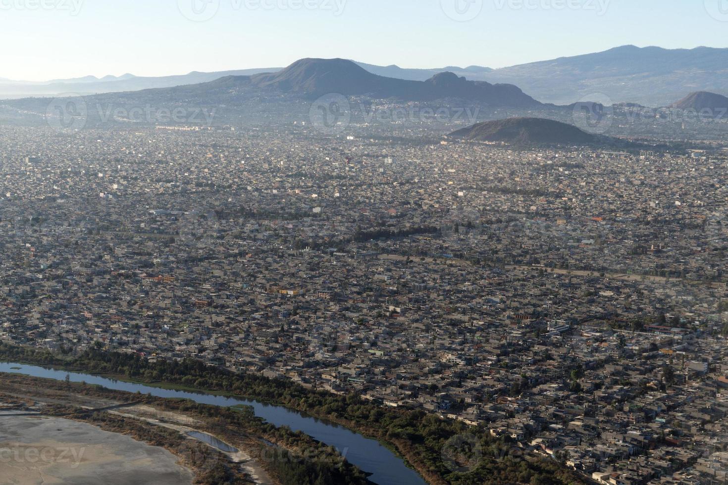 mexico city area aerial view panorama from airplane photo