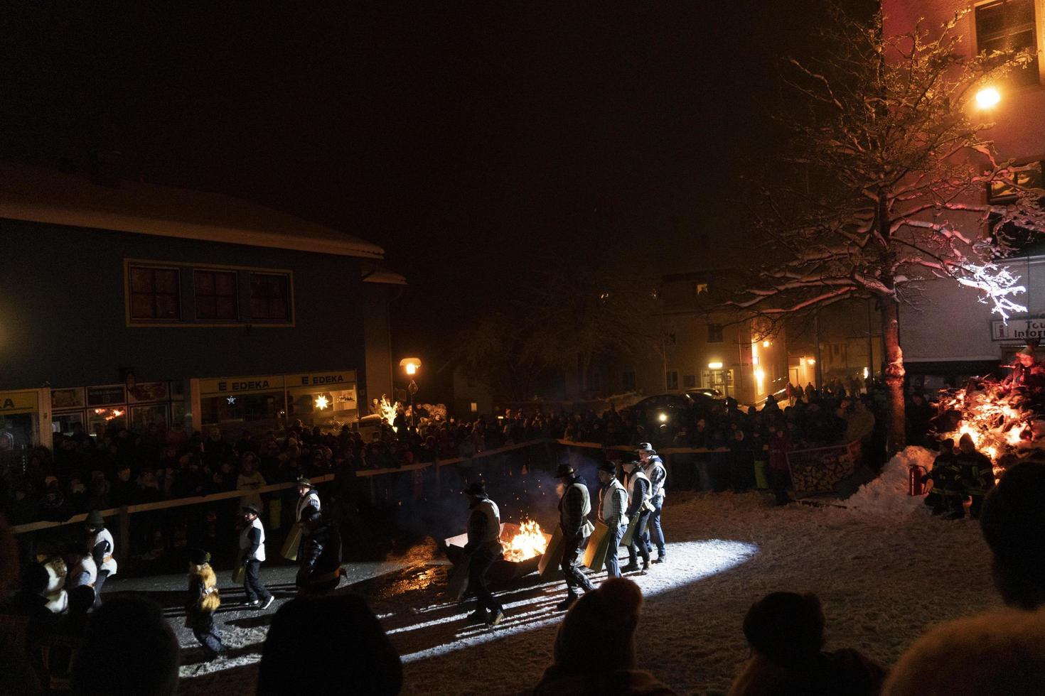 NEUSCHOENAU, GERMANY - JANUARY 5 2019 - Lousnacht night celebration with forest spirit Waldgeister in Bavaria village photo