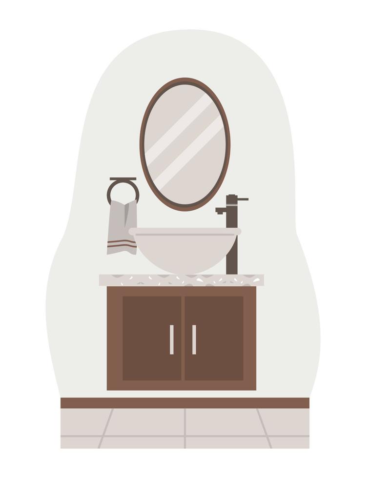 mueble de baño y espejo vector