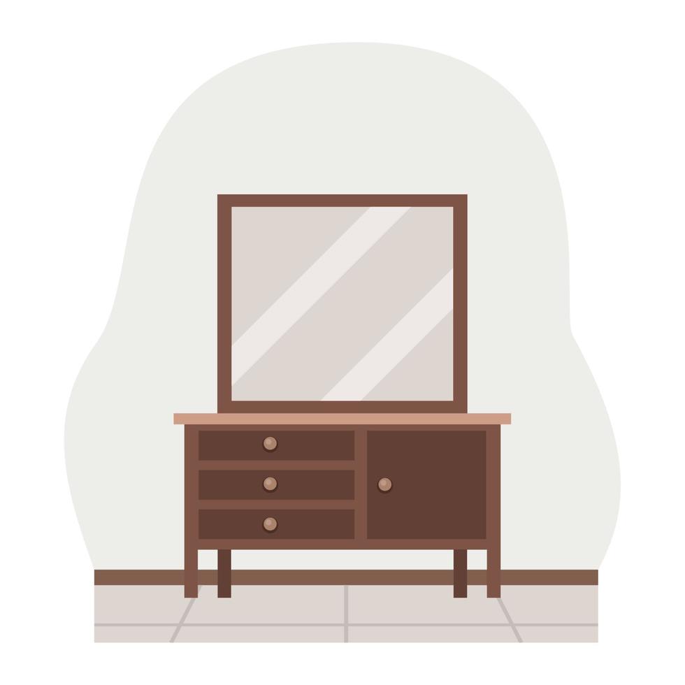wooden dressing table vector