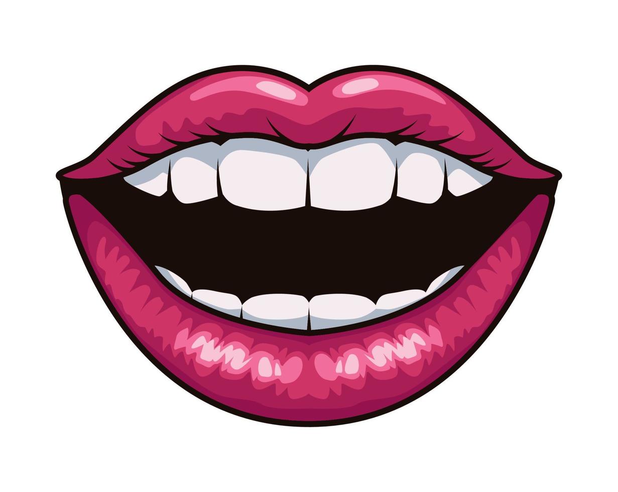 smiling mouth pop art style vector