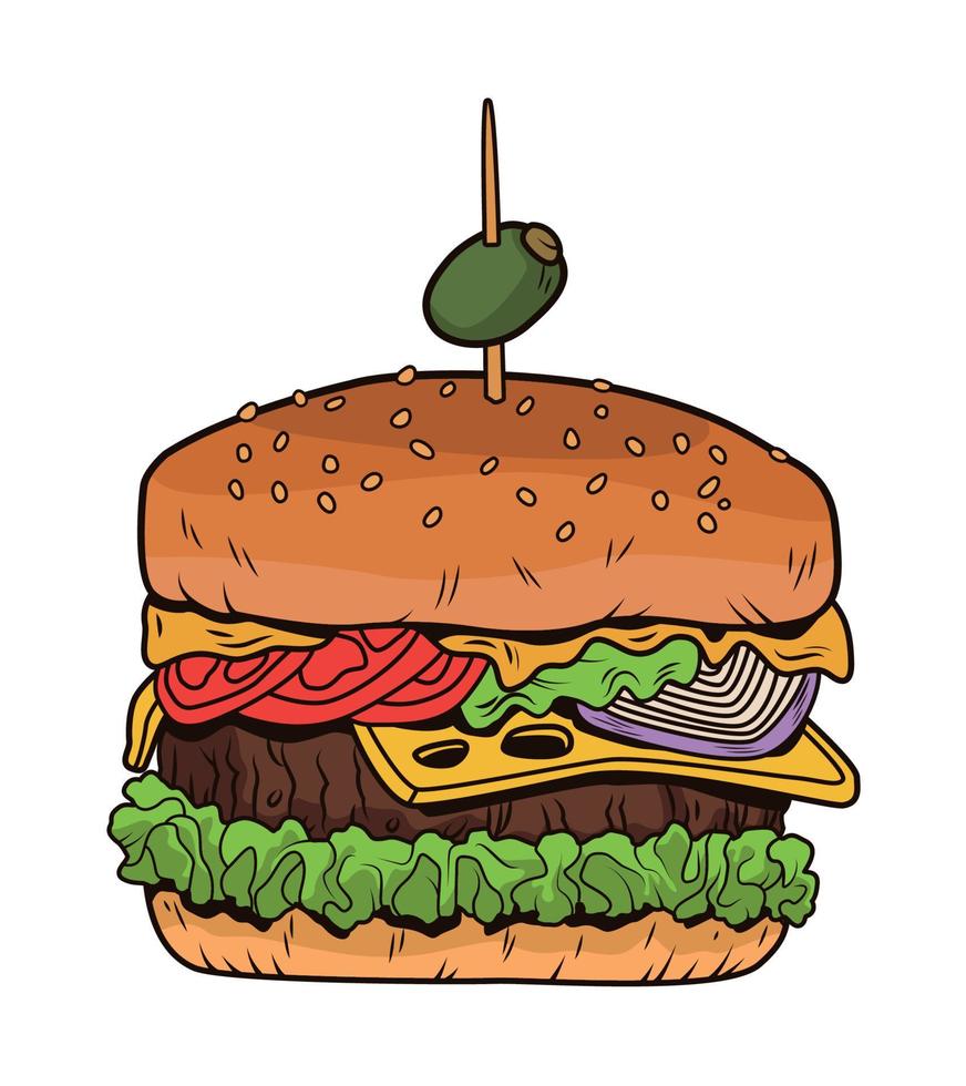 estilo de arte pop de hamburguesa vector