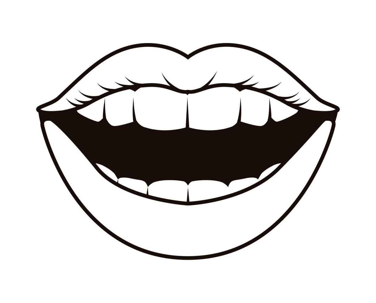 smiling mouth monochrome pop art vector