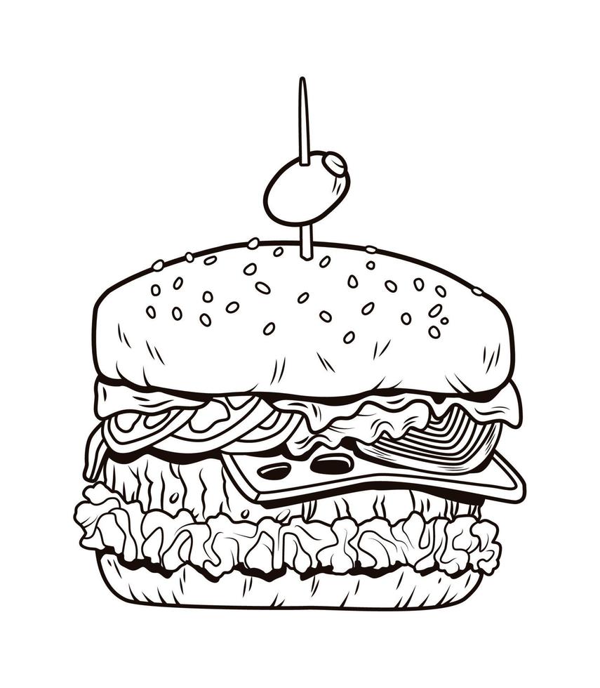 hamburger monochrome pop art vector