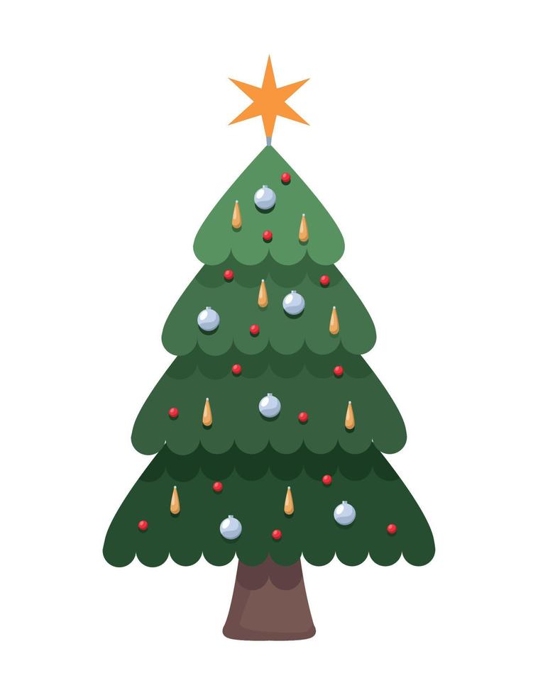 christmas tree with balls hanging vector