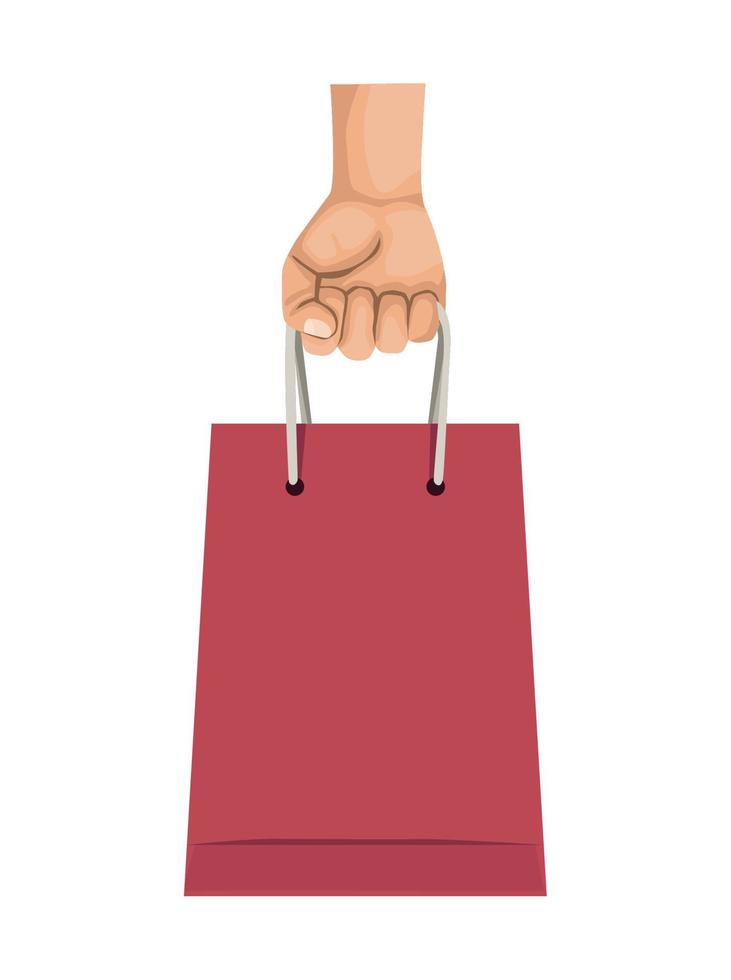 hand with shopping bag vector