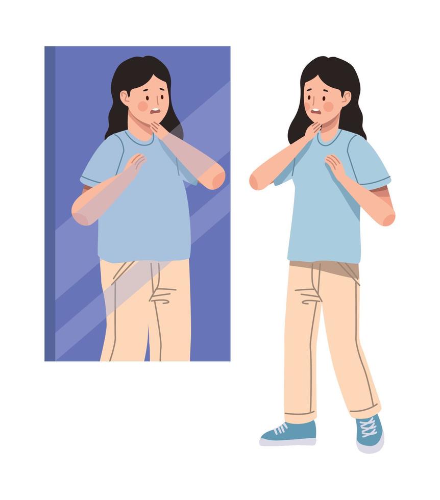 woman suffering from eisoptrophobia vector