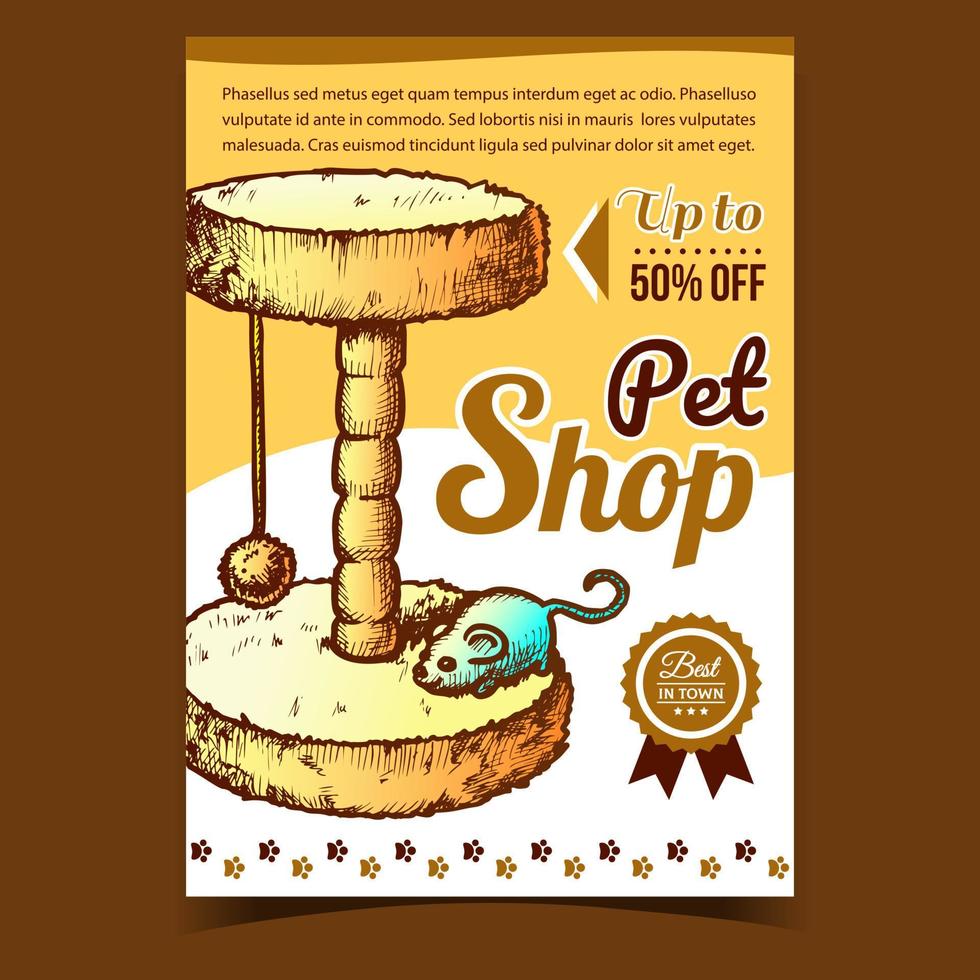 Pet Shop Cat Accessory Advertising Poster Vector