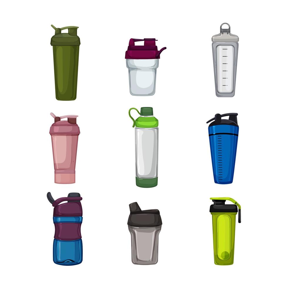 protein shaker set cartoon vector illustration