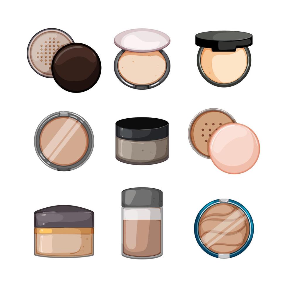 powder cosmetic set cartoon vector illustration