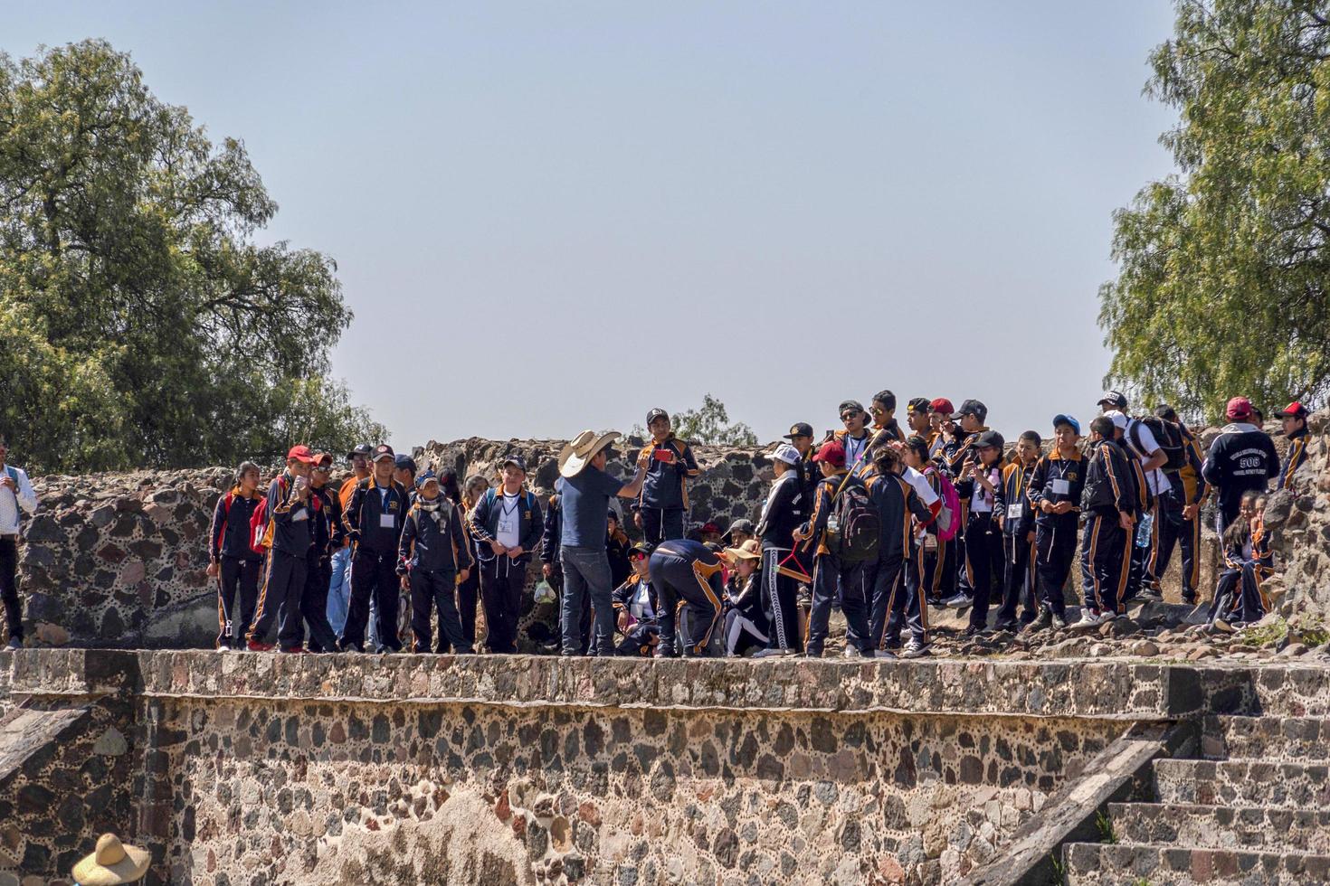 MEXICO CITY, MEXICO - JANUARY 30 2019 - Tourist at Teotihuacan pyramid mexico photo