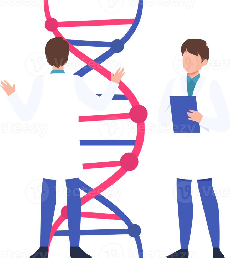 DNA und Wissenschaftler. genomisches Konzept. png