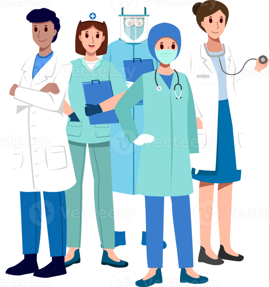Medical team . Doctor nurse surgeon and PPE coat . png