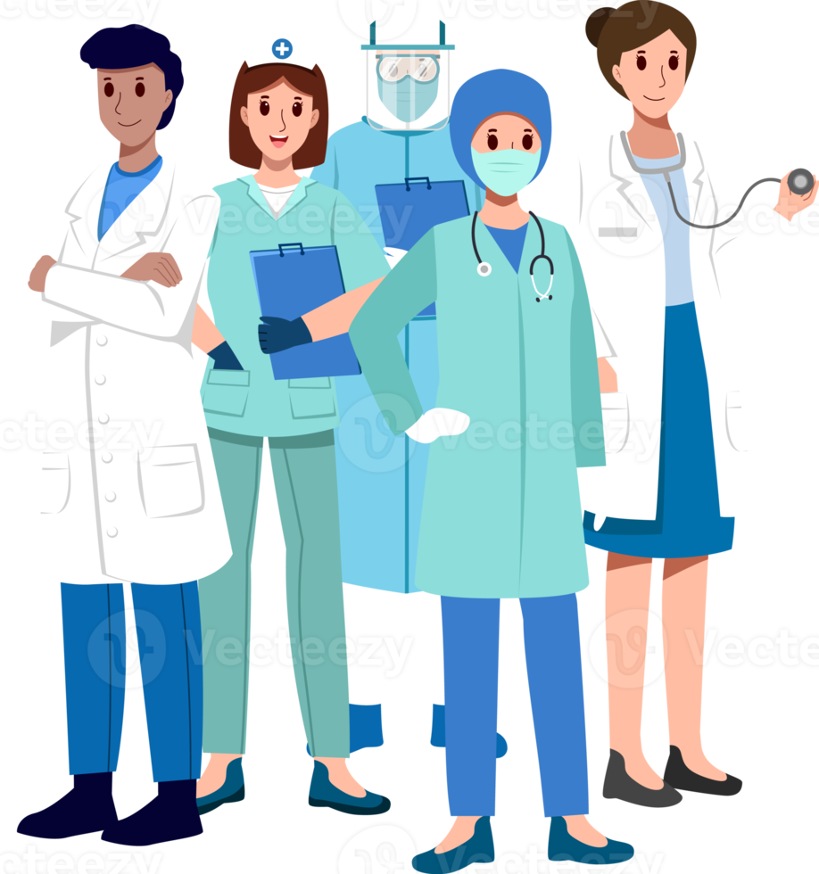 Medical team . Doctor nurse surgeon and PPE coat . png