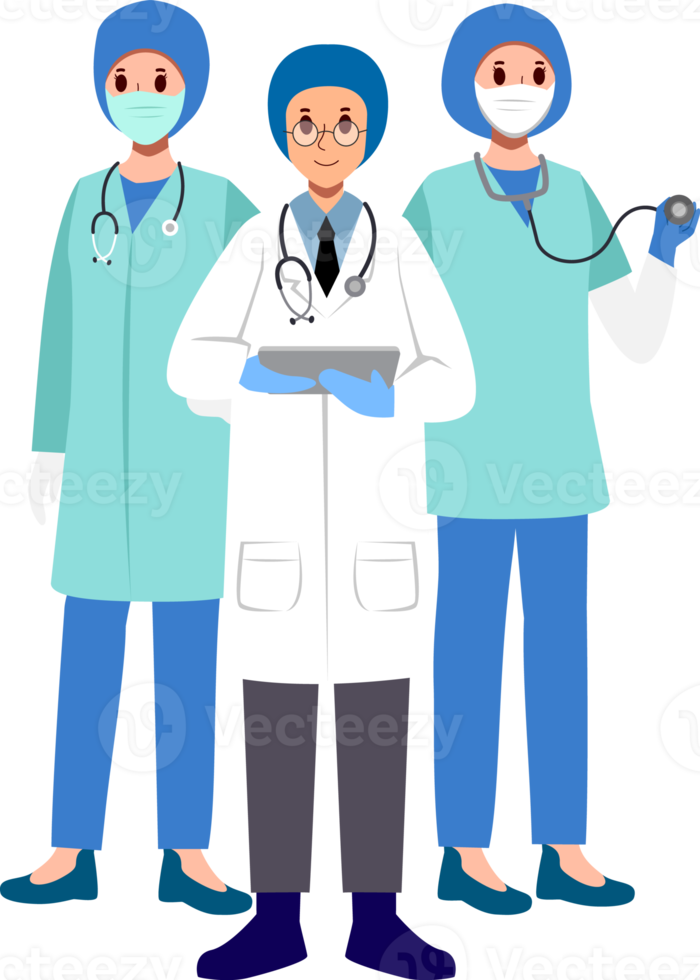 Medical Team . Surgeons with surgical gowns . Cartoon characters . png