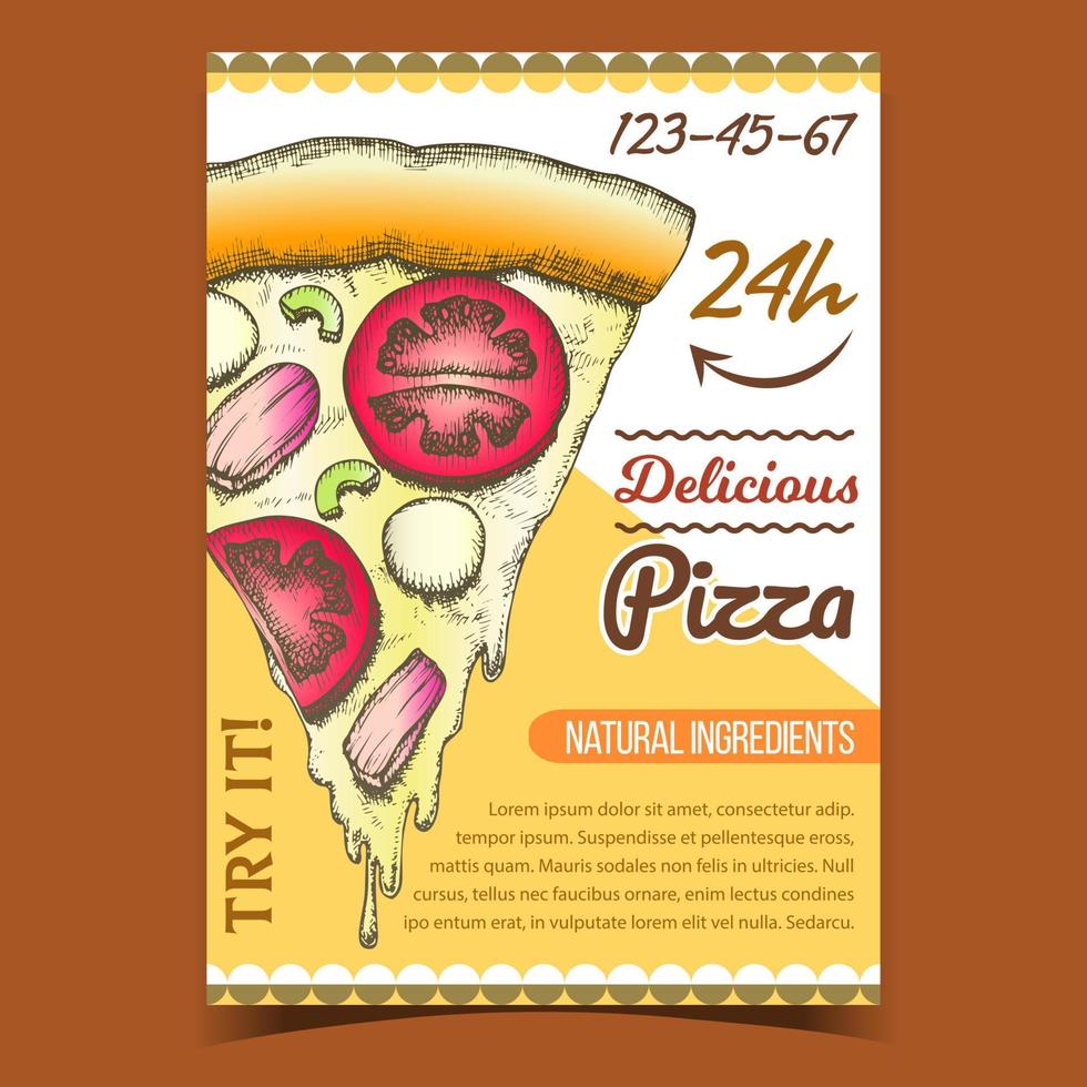 Vegetable Pizza Italian Slice Piece Poster Vector