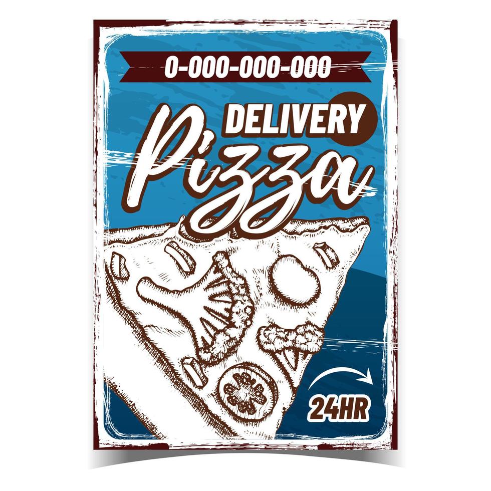 Delivery Pizza Service Advertise Banner Vector