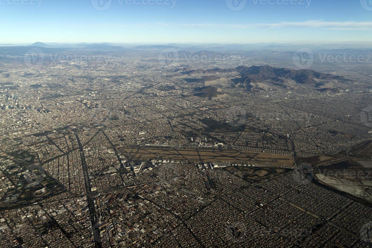 mexico city AIRPORT area aerial view panorama from airplane photo