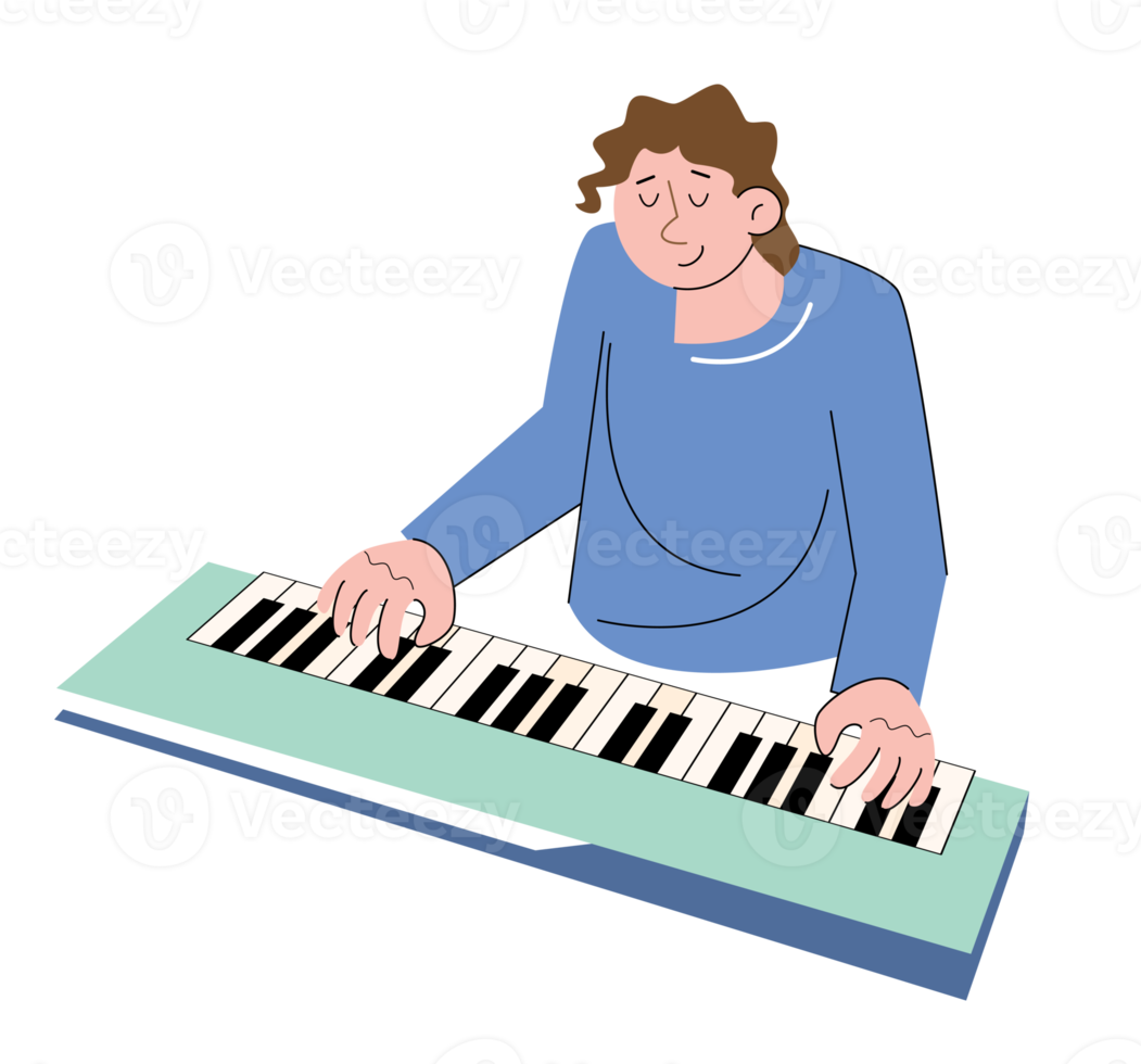 pessoas de personagem de hobby tocam teclado png