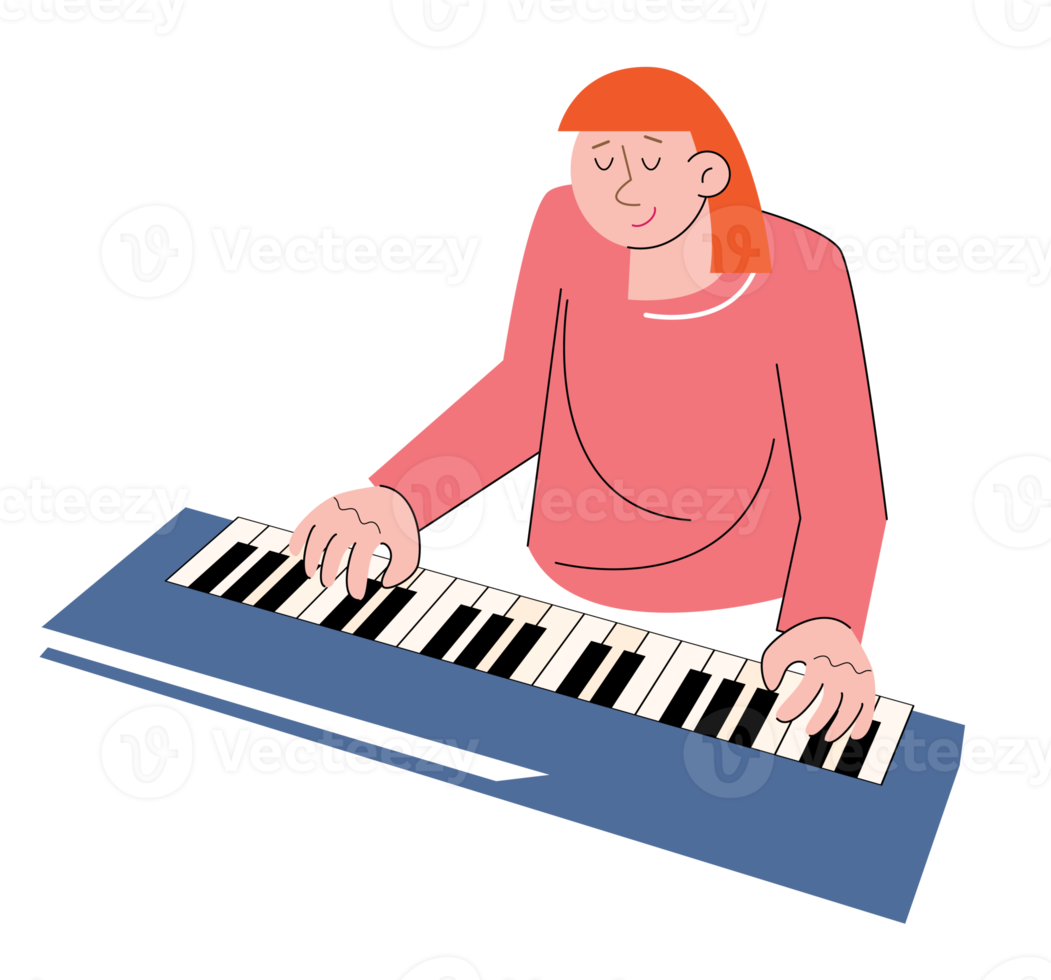 hobby character people play keyboard png