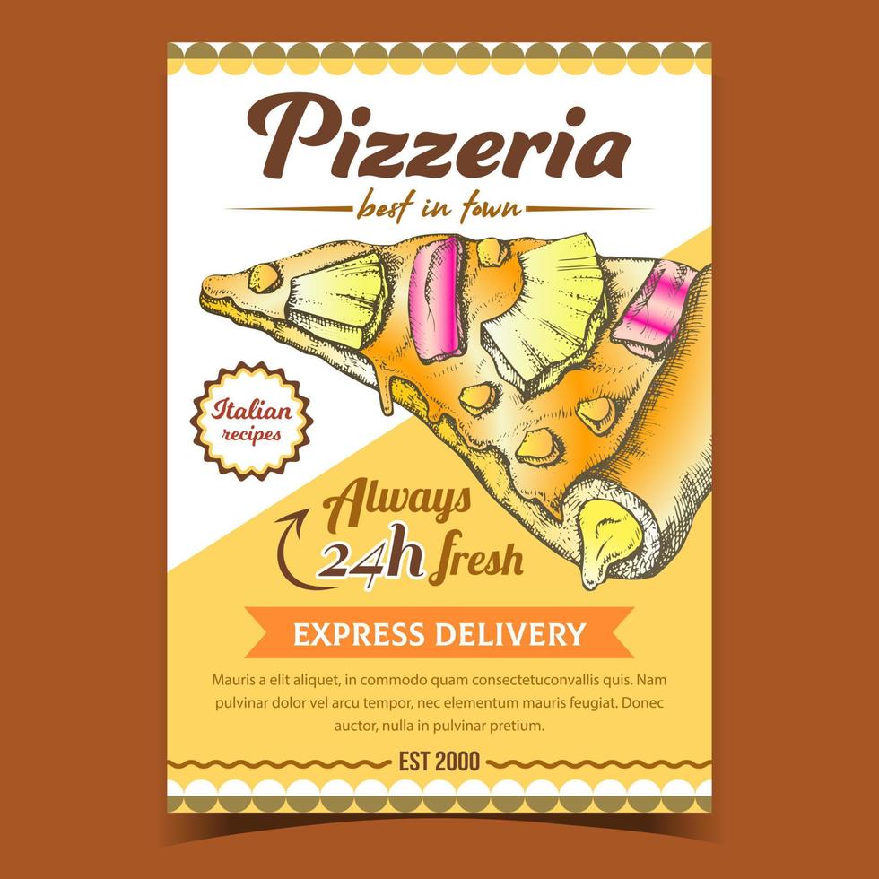 vector de banner de restaurante de recetas italianas de pizza