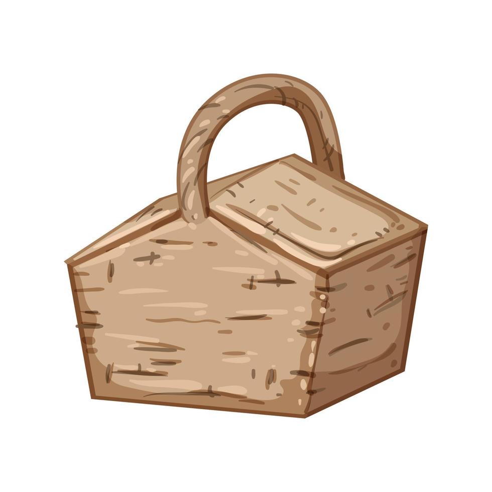 fruit picnic basket cartoon vector illustration