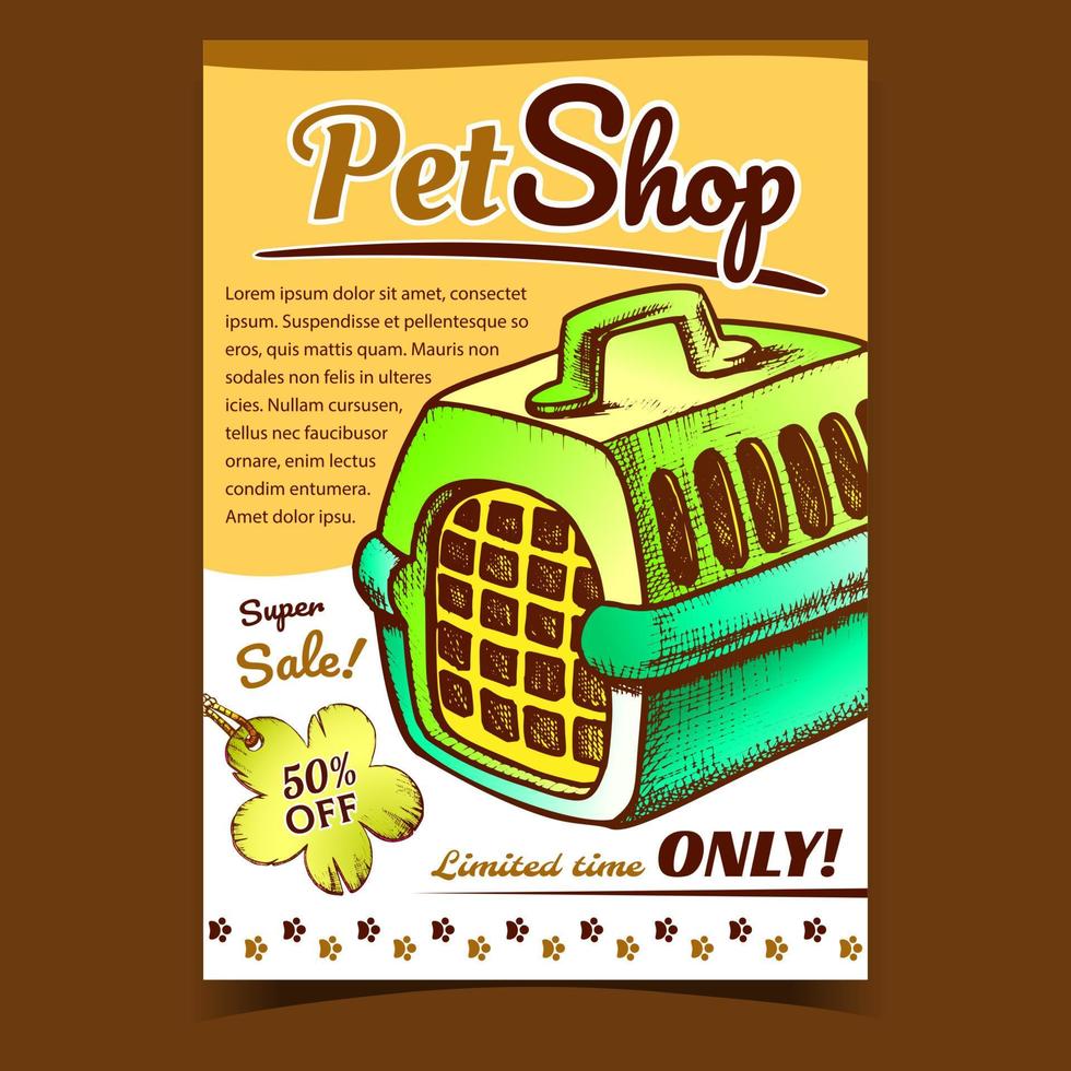 Pet Shop Animal Transportation Box Banner Vector