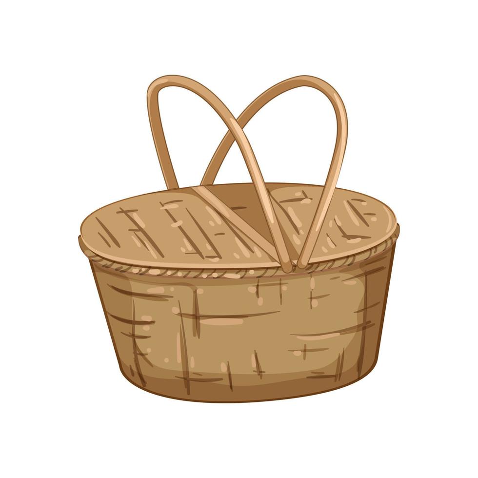 bread picnic basket cartoon vector illustration