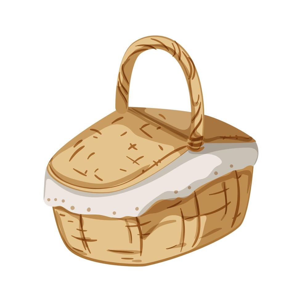 ilustración de vector de dibujos animados de cesta de picnic de caja