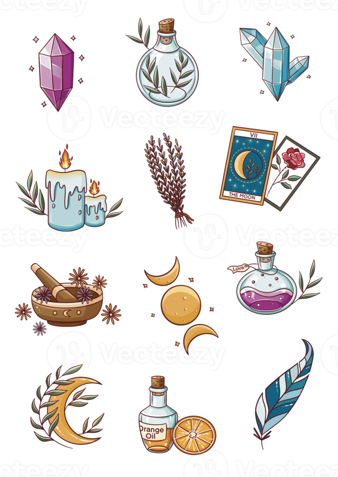 Witchy stickers png bundle